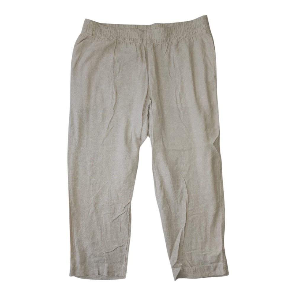 Old Navy Pants Womens Plus Size 2X Beige Linen Blend Pull On Beachy Summer
